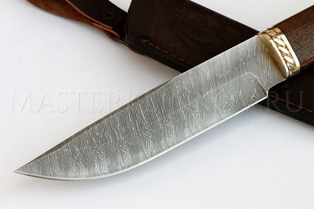 Нож из дамасской стали Акула, рукоять - венге, литье