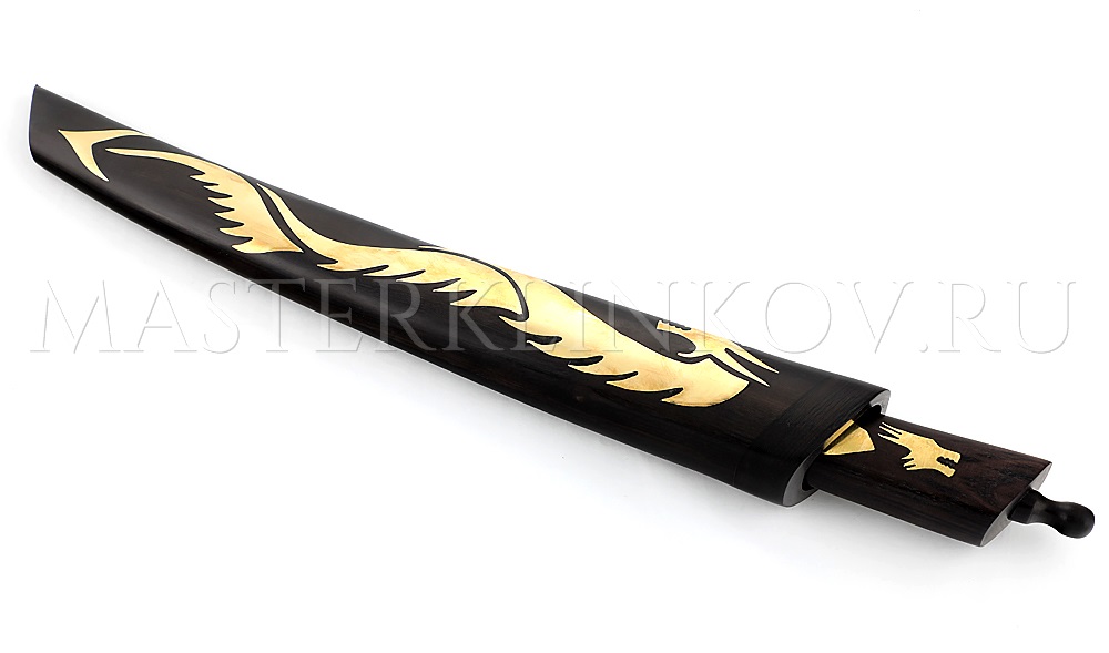 Нож из булатной стали Танто, золочение Дракон