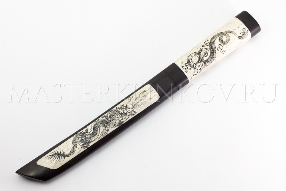 Нож из алмазной стали ХВ5 Танто, рог лося, черный граб