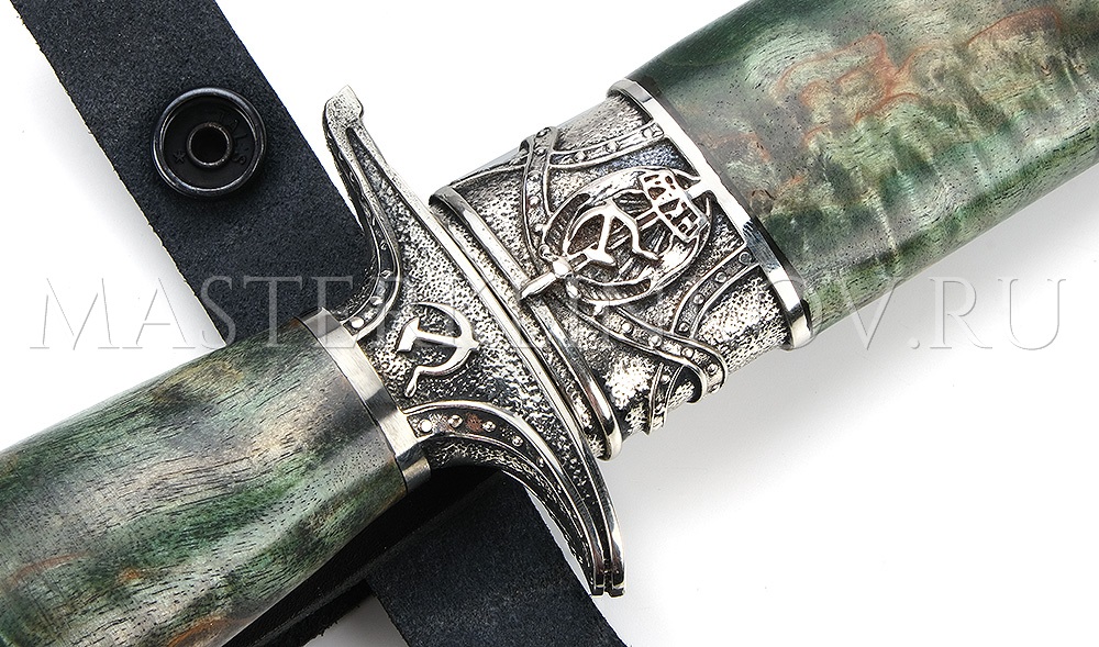 Нож из стали Х12МФ Финка НКВД реплика, рукоять и ножны - стабилизированная карельская береза, литье