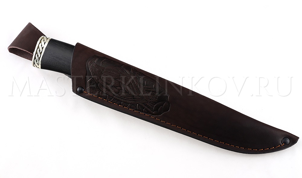 Нож из булатной стали Акула, рукоять - черный граб, литье