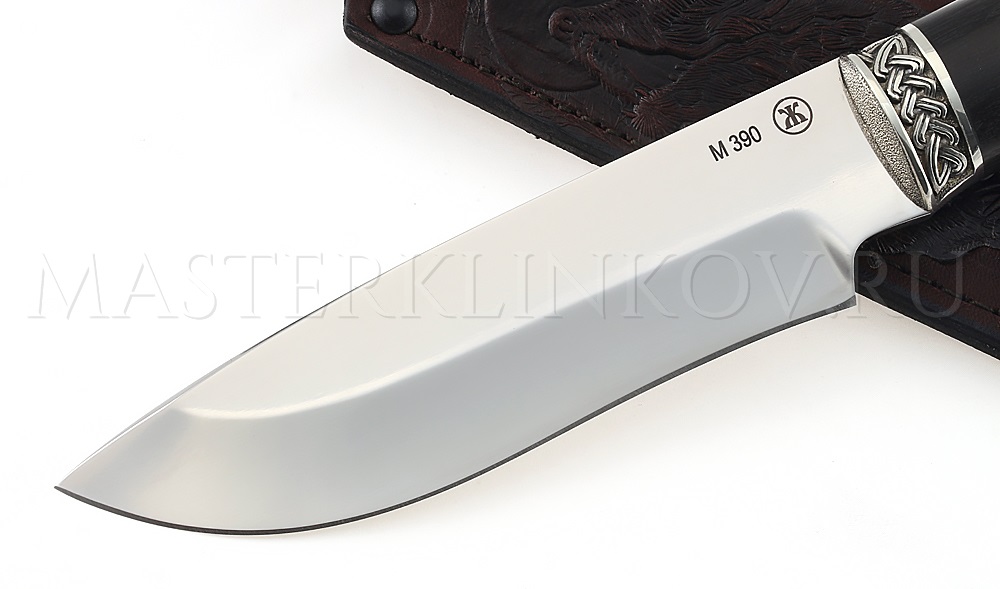 Нож из порошковой стали М390 Волк, рукоять черный граб, литье