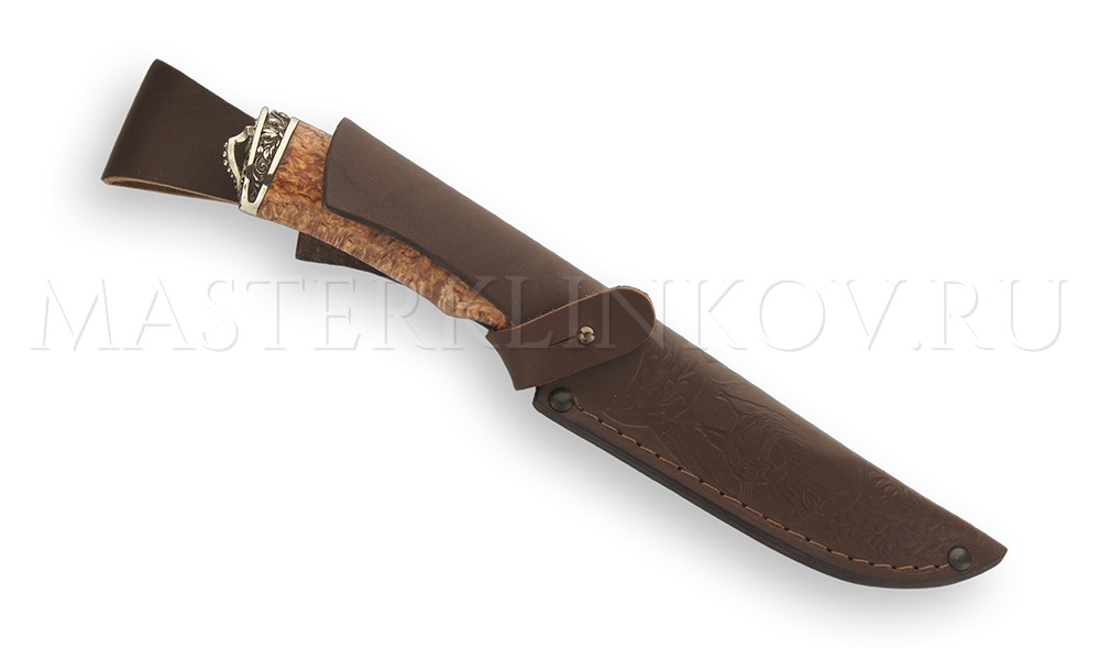 Нож из стали М390 Пехотный, рукоять - карельская береза, литье
