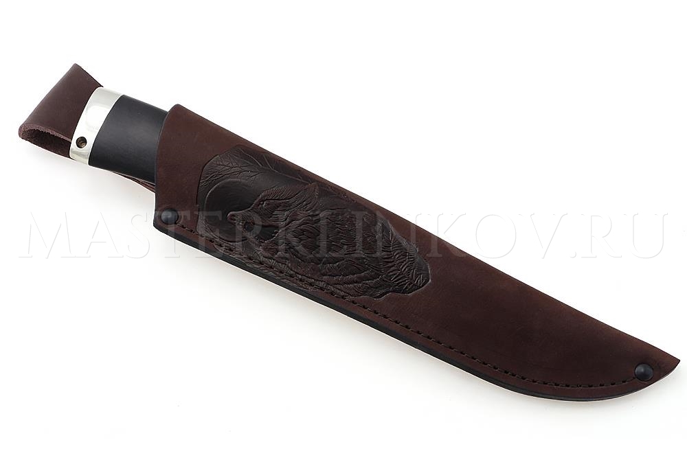 Нож из порошковой стали Böhler K390 Беркут, рукоять — черный граб, литье мельхиор