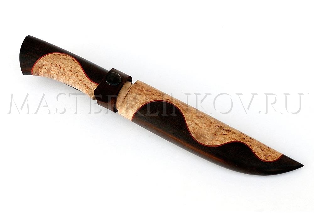 Нож из порошковой стали Elmax Осетр, карельская береза, черный граб