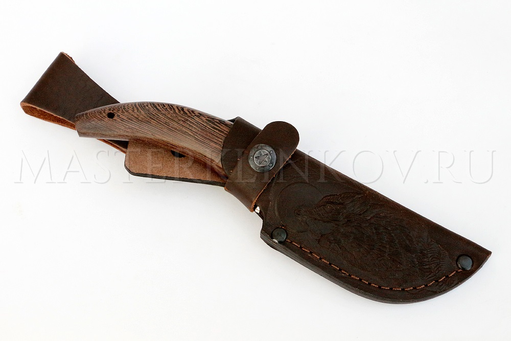 Нож Ёжик-2 из дамасской стали, рукоять - венге, бронза