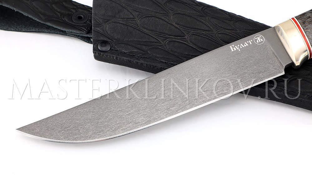 Нож из булатной стали Осетр, рукоять - стабилизированная карельская береза