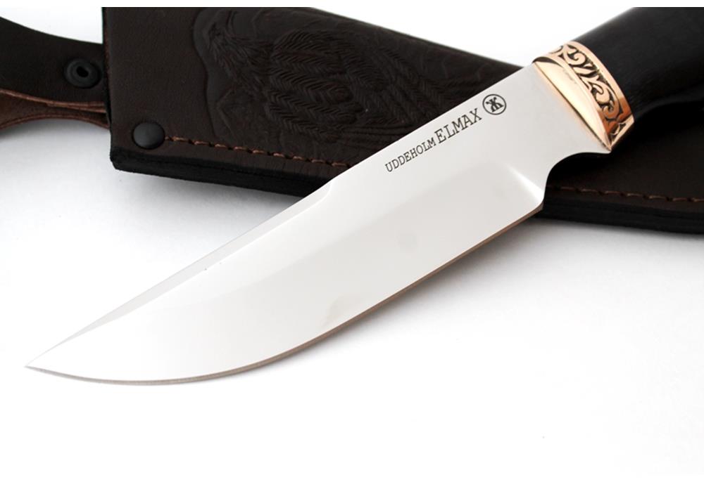 Нож из порошковой стали Elmax Золотоискатель, рукоять - граб, бронза