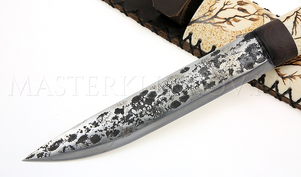 Нож из стали 9ХС Якут большой, рукоять - рог лося