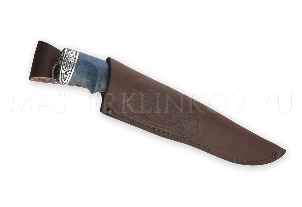 Нож из порошковой стали Vanadis 10 Медведь, рукоять под пальцы — стаб. карельская береза, литье