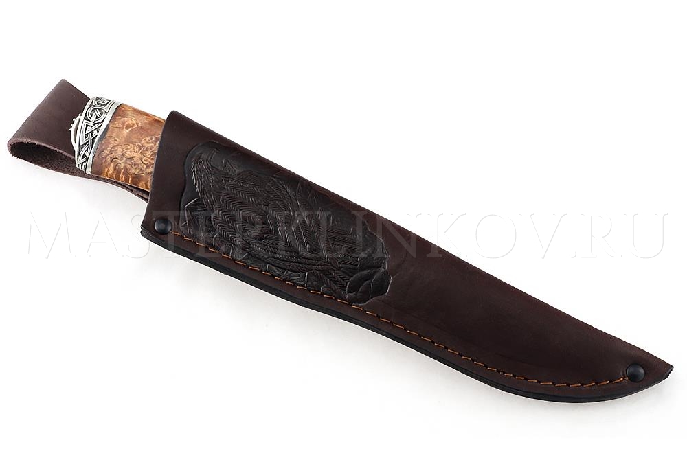 Нож из порошковой стали Böhler S390 Золотоискатель, рукоять — карельская береза, литье