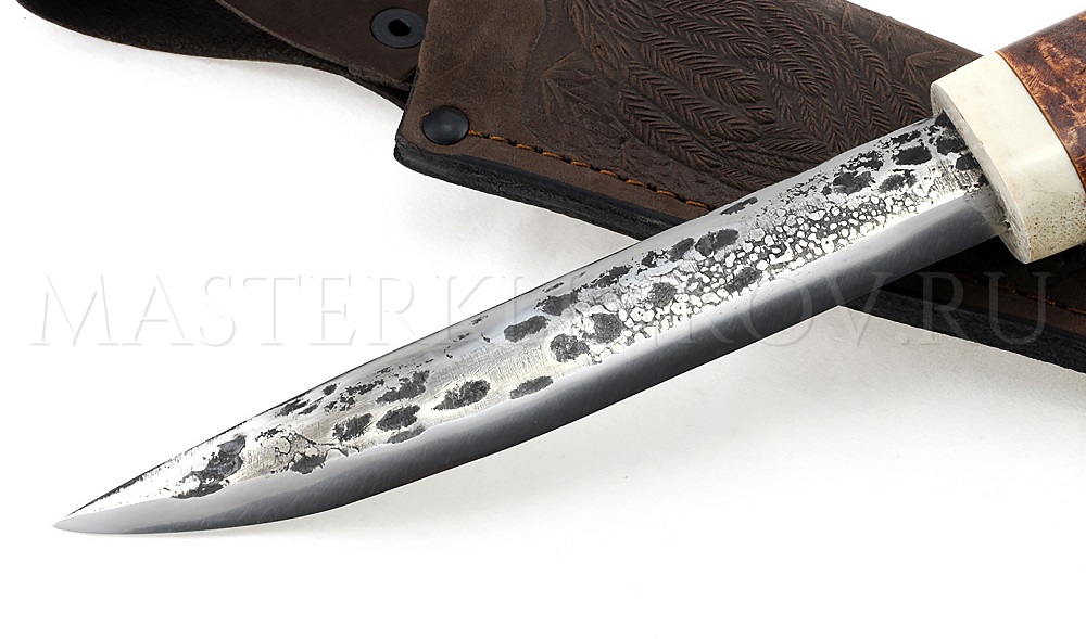 Нож из стали 9ХС Якут большой, рукоять - карельская береза