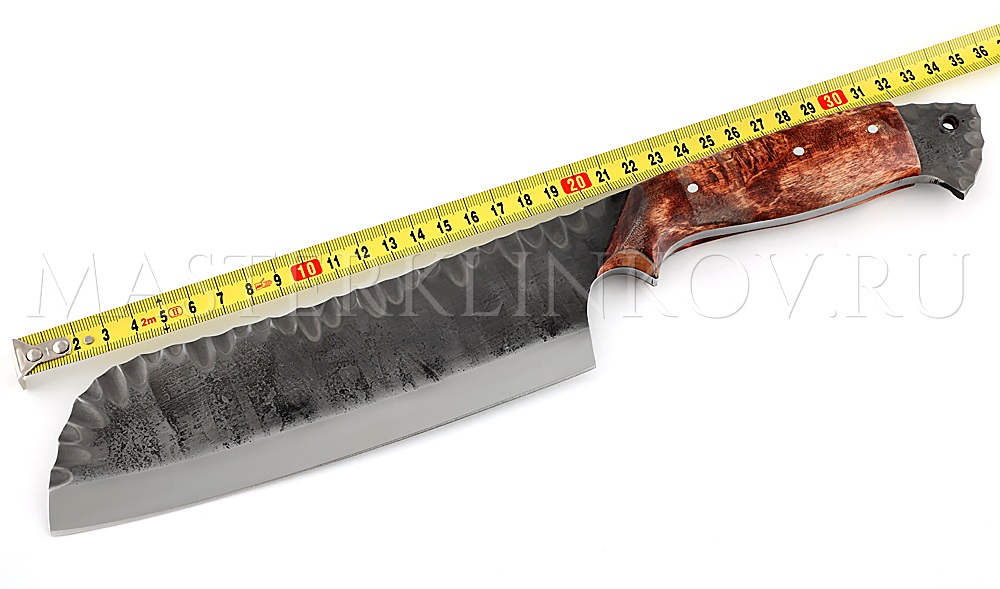 Тяпка цельнометаллическая из стали Х12МФ, рукоять - карельская береза