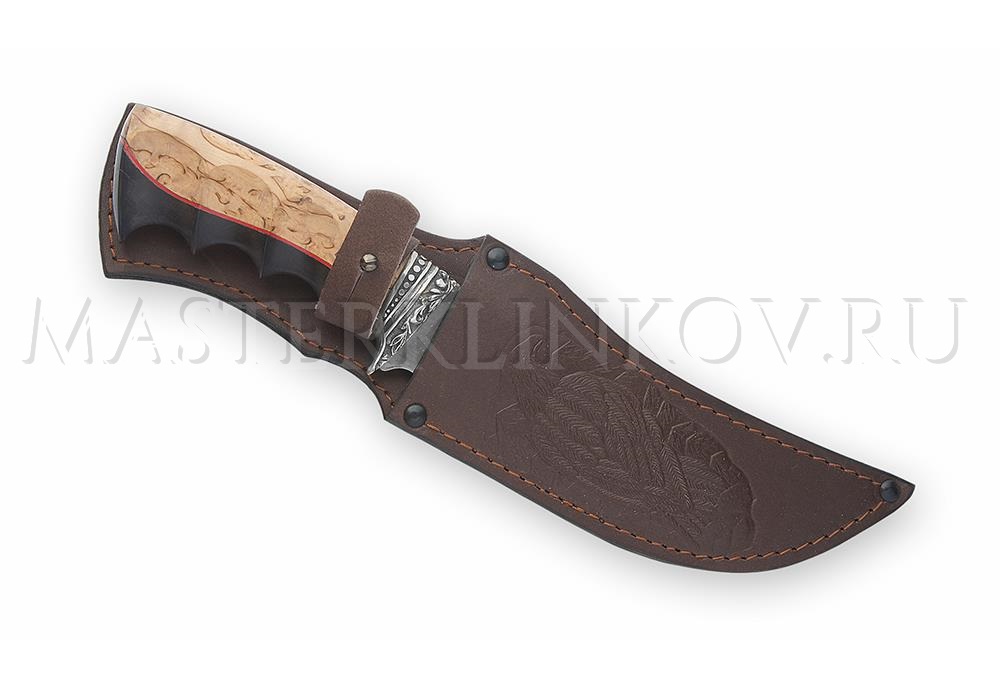 Нож из порошковой стали Elmax Восток, рукоять - карельская береза, черный граб