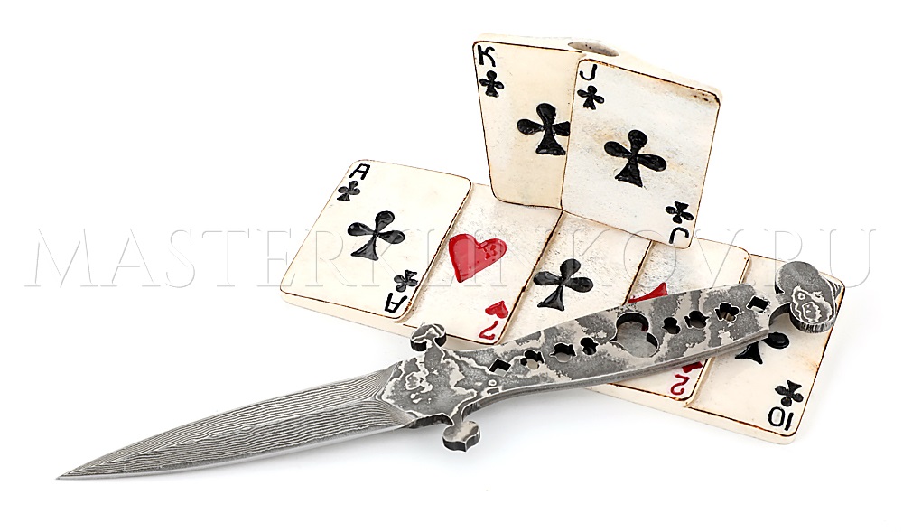 Композиция Масть, ламинатный дамаск, подставка из рога лося