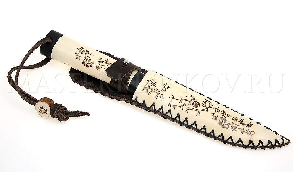 Нож из стали 9ХС Якут малый, рукоять - рог лося