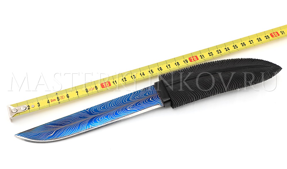 Композиция Перо мозаичный ламинат, черный граб, резьба, подставка