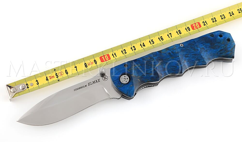 Нож складной из стали Elmax - 007 Зубр, рукоять - карельская береза, под пальцы