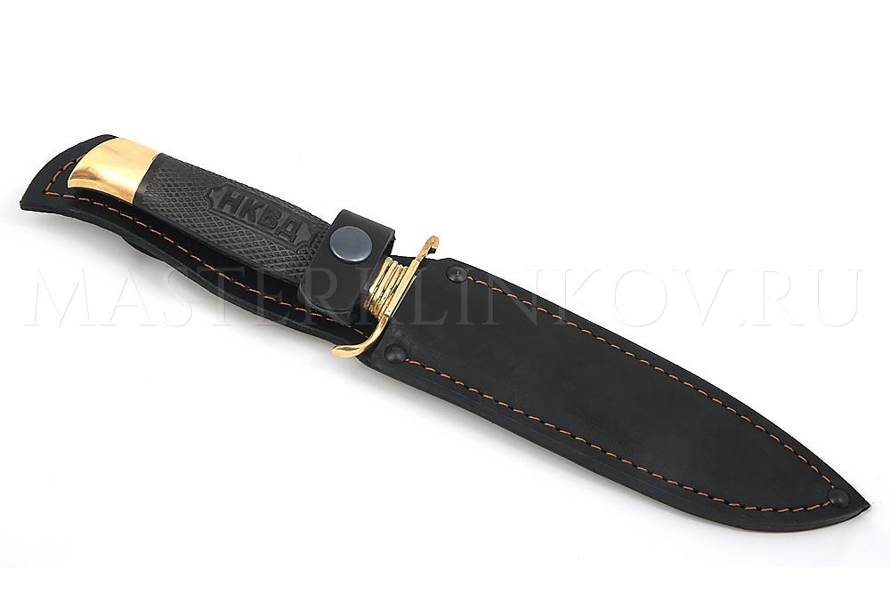 Нож из стали Х12МФ Финка НКВД реплика, черный граб, резьба, литье