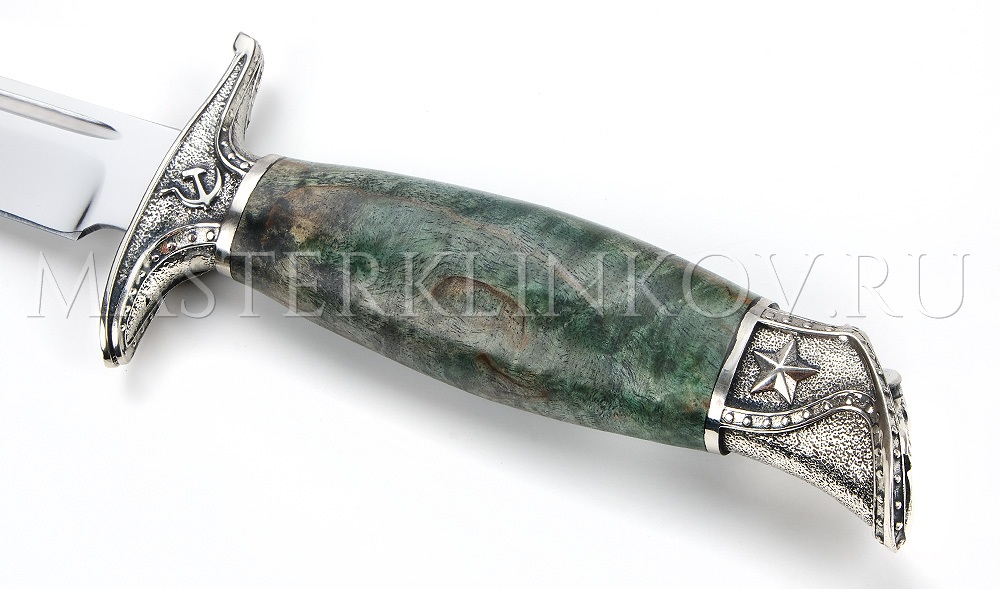 Нож из стали Х12МФ Финка НКВД реплика, рукоять и ножны - стабилизированная карельская береза, литье