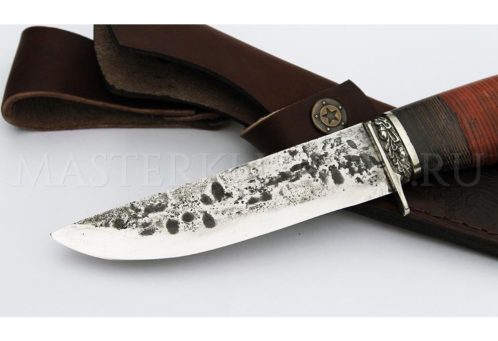 Нож из стали 9ХС Пушной, рукоять — венге и кожа
