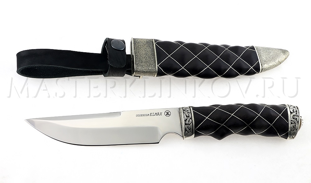 Нож из порошковой стали Elmax Золотоискатель, черный граб, сетка