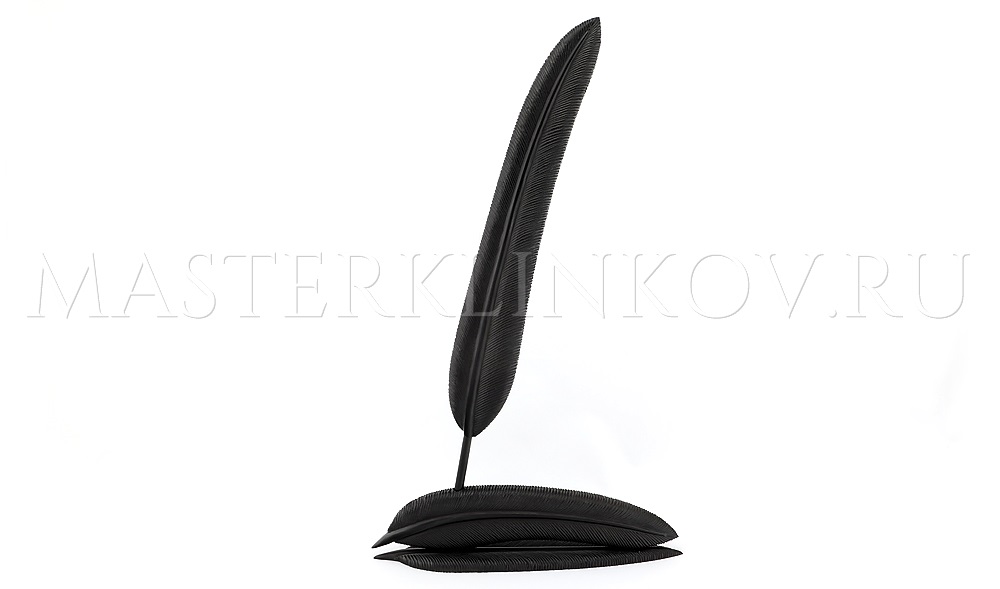 Композиция Перо мозаичный ламинат, черный граб, резьба, подставка