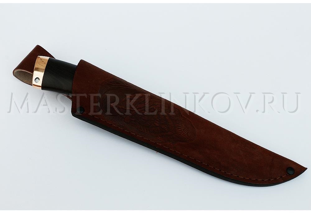 Нож из порошковой стали Elmax Беркут, рукоять - черный граб, бронза