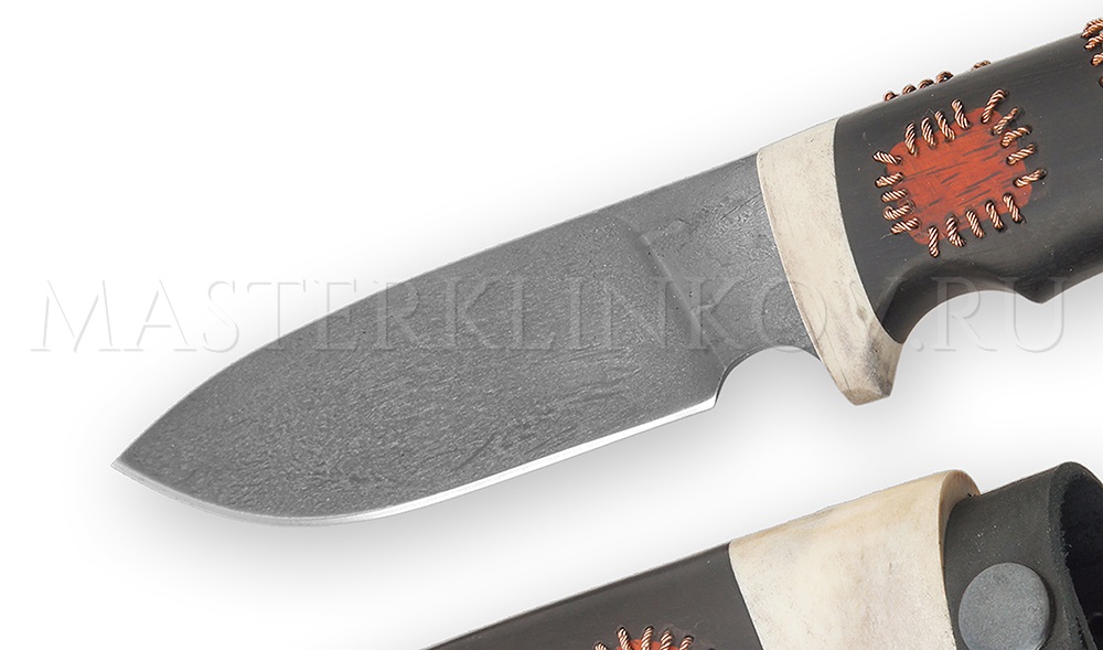 Нож из булатной стали Бобр, рукоять - черный граб, лосиный рог