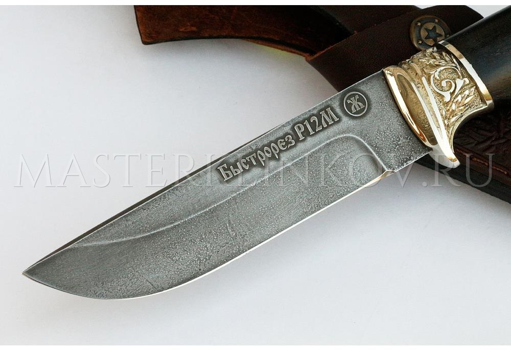 Нож из стали Р12М быстрорез Глухарь, рукоять - черный граб, литье