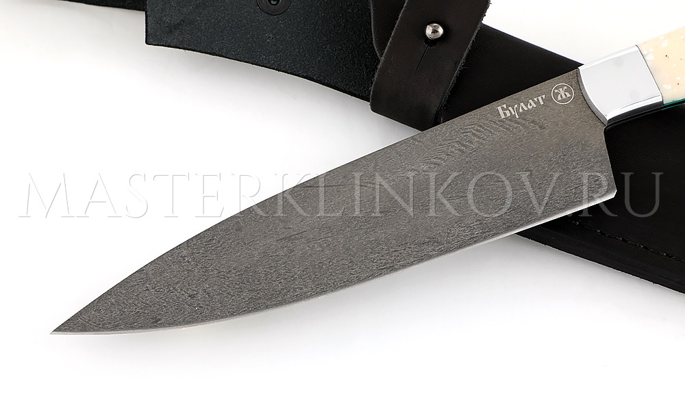 Нож кухонный из булатной стали Шеф-повар №2, клинок 160мм, рукоять - акрил