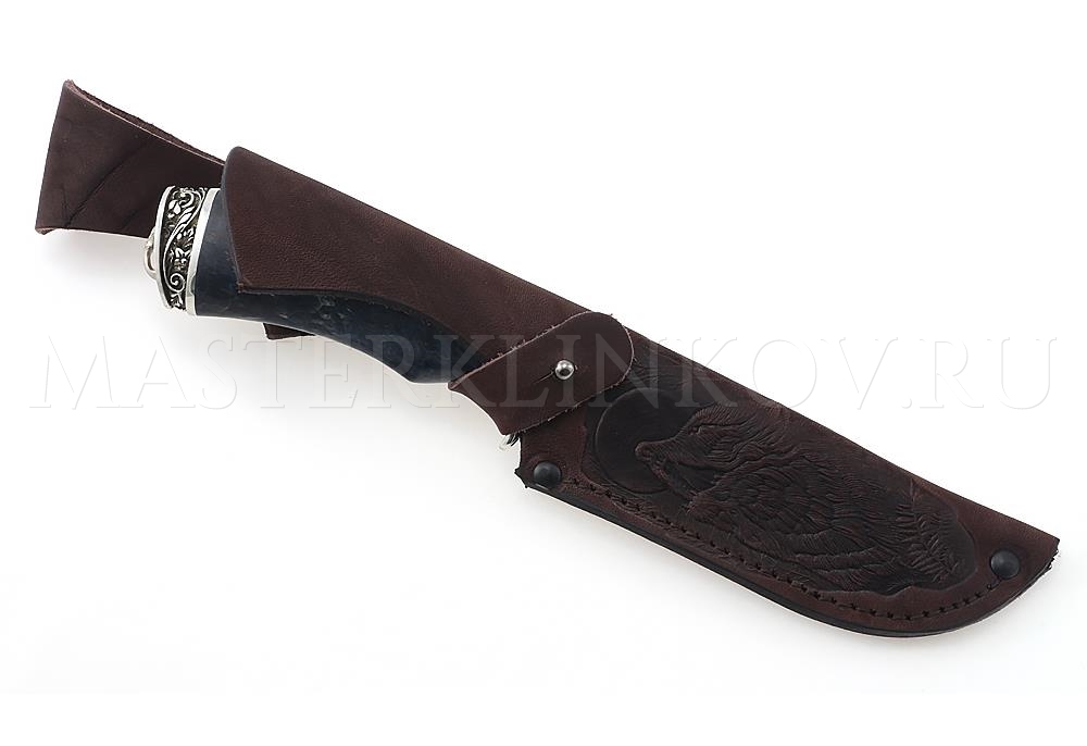 Нож из порошковой стали Böhler K390 Бобр, рукоять — стаб. карельская береза, литье