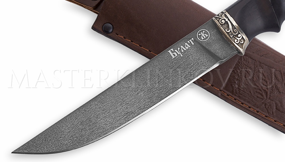 Нож из булатной стали «Лань», рукоять — черный граб, литье