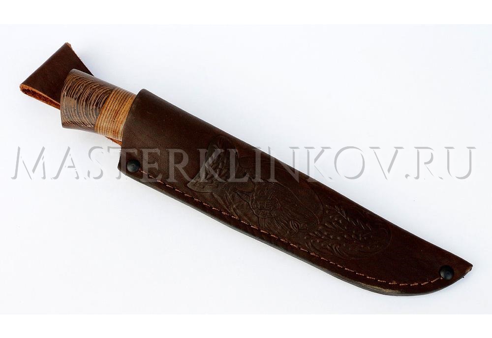 Нож из булатной стали Соболь, рукоять - венге, кожа
