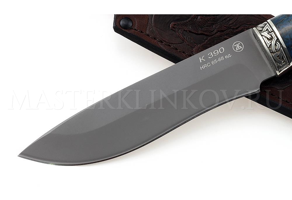 Нож из порошковой стали Böhler K390 Беркут, рукоять — стаб. карельская береза, литье