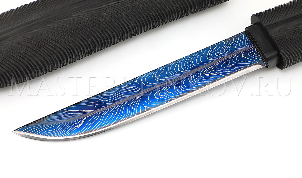 Композиция Перо мозаичный ламинат, черный граб, резьба, подставка