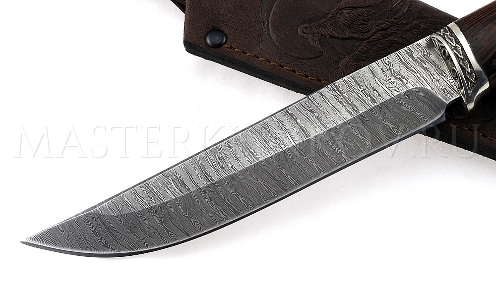 Нож из дамасской стали Осетр, рукоять - венге, литье