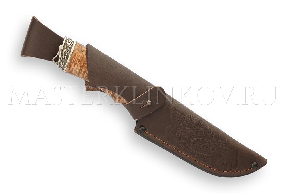 Нож из стали М390 Скат, рукоять - карельская береза, литье