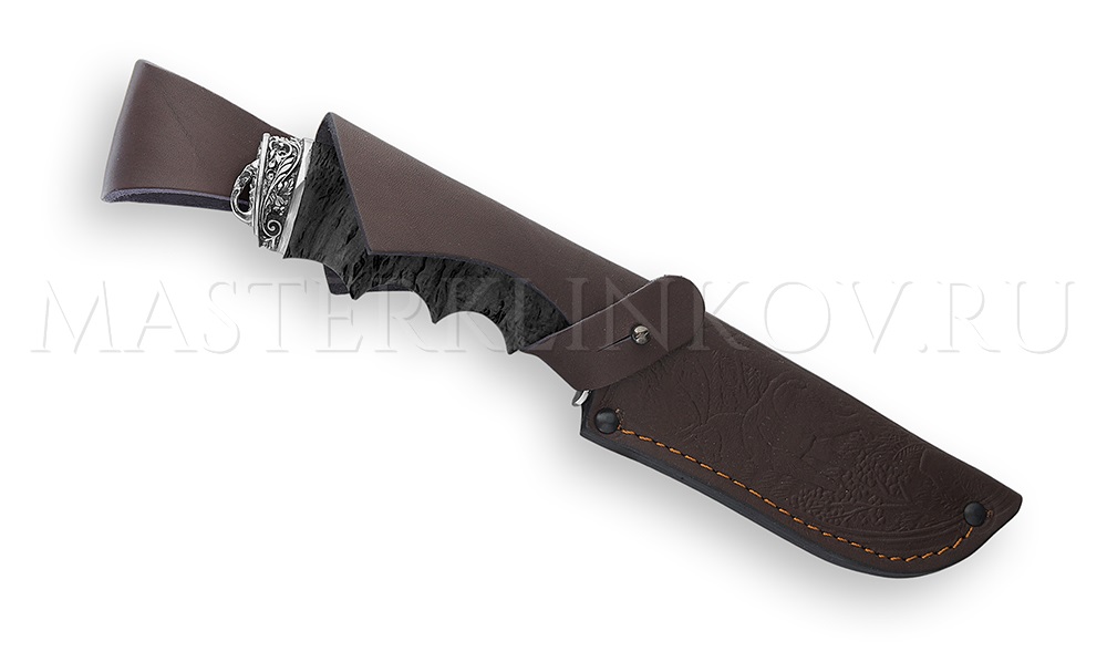 Нож из булатной стали Бобр, рукоять - черный граб под пальцы, литье