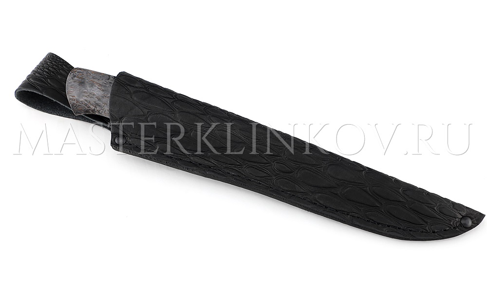 Нож из булатной стали Осетр, рукоять - стабилизированная карельская береза