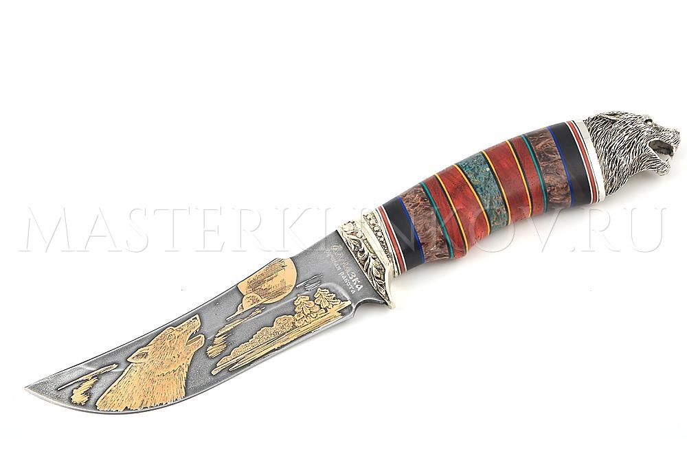 Нож из алмазной стали Восток, золочение, рукоять - комбинированная, наборная, литье