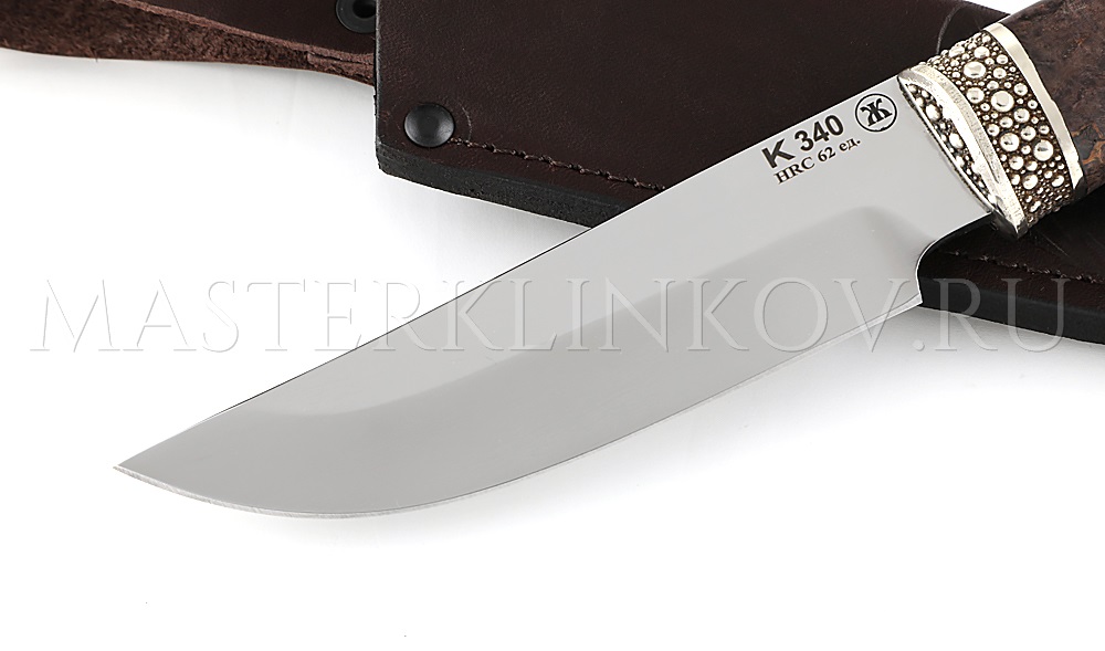 Нож Егерь из инструментальной стали Böhler К340, рукоять - карельская береза