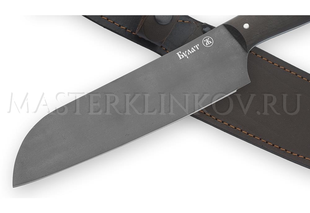 Нож кухонный из булатной стали Шеф-повар №6 А, 180 мм, граб