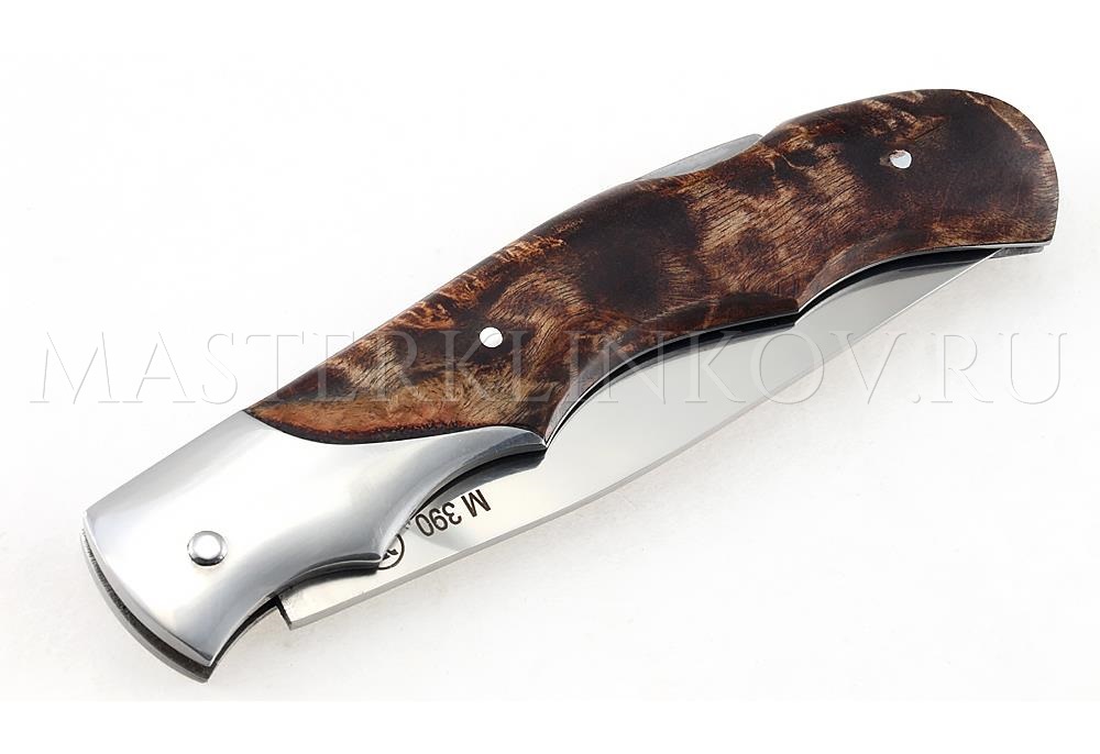 Нож складной из стали M390 Белка-1, рукоять - карельская береза
