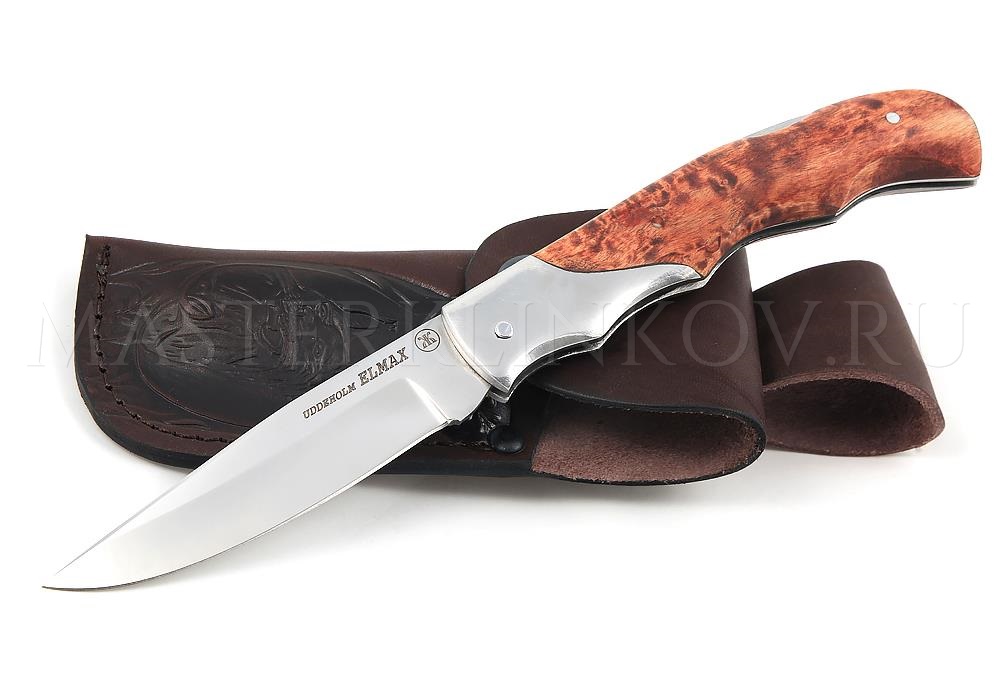 Нож складной из порошковой стали Elmax - Белка1, рукоять - карельская береза