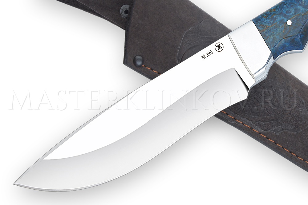 Нож цельнометаллический из стали M390 Беркут, рукоять - карельская береза