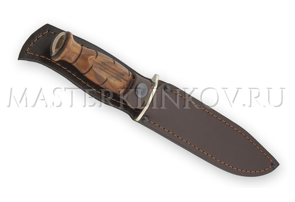 Нож Разведчика из булатной стали НР, орех, резьба, литье