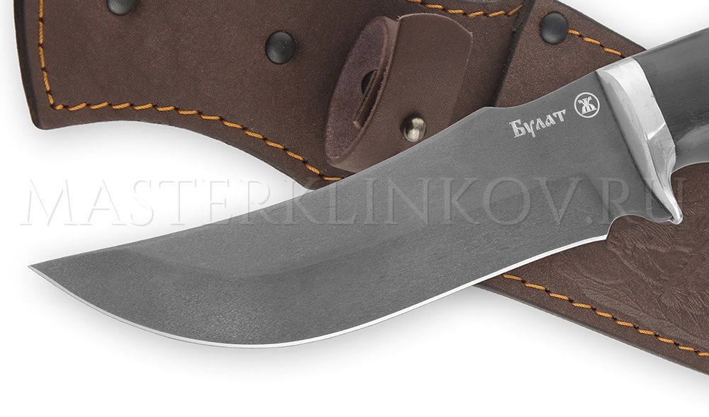 Нож из булатной стали Восток, рукоять - черный граб, мельхиор