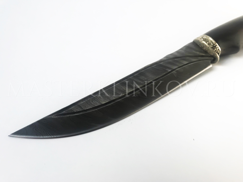 Нож из дамасской стали Осетр, долы, рукоять - венге, литье Кобра