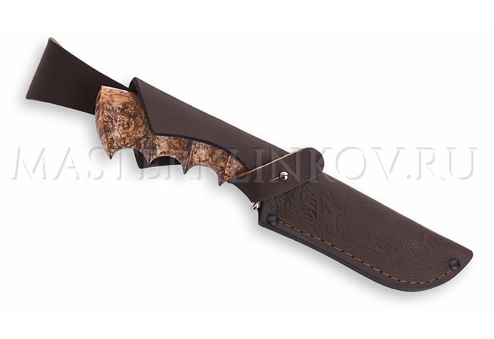 Нож из порошковой стали Elmax Бобр, рукоять - карельская береза под пальцы